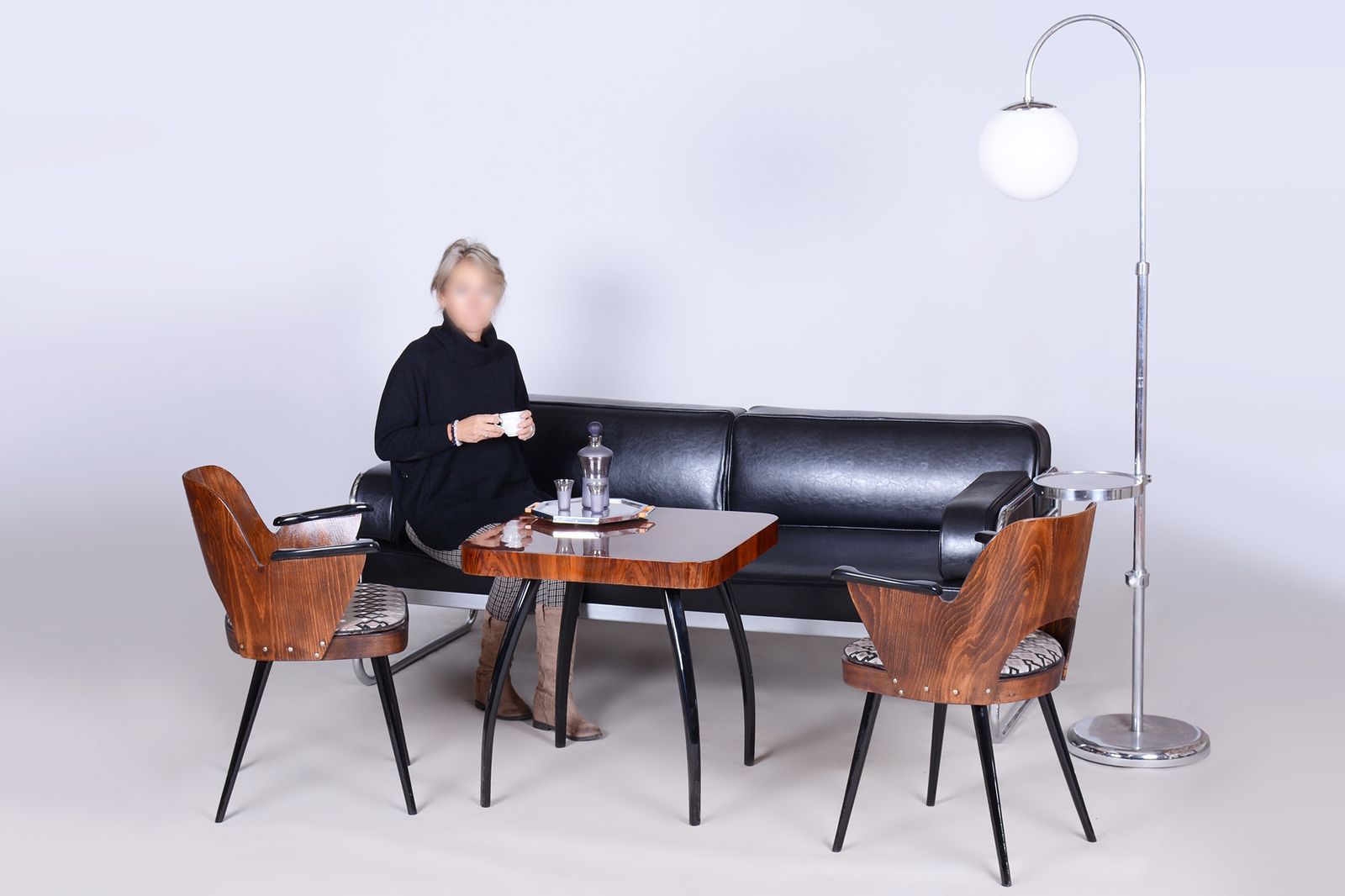Restored Bauhaus Sofa, By Vichr A Spol., Chrome, Leather, Czech, 1930s photo furniture