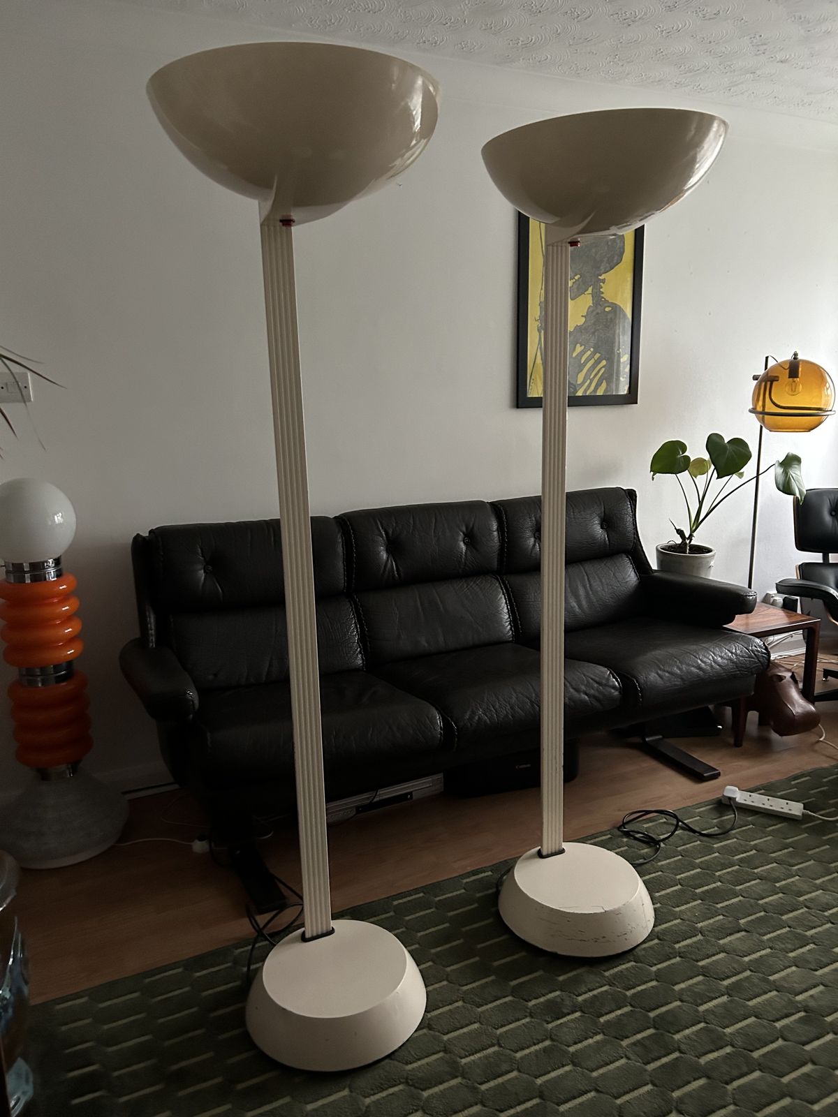 Thorn Emi Tall Industrial Standing Lamps In Mid Century Style British Lights 1980s