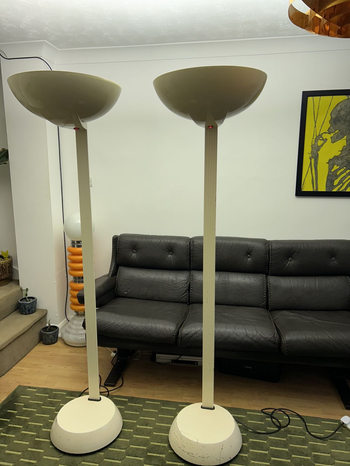 Thorn Emi Tall Industrial Standing Lamps In Mid Century Style British Lights 1980s photo vinterior