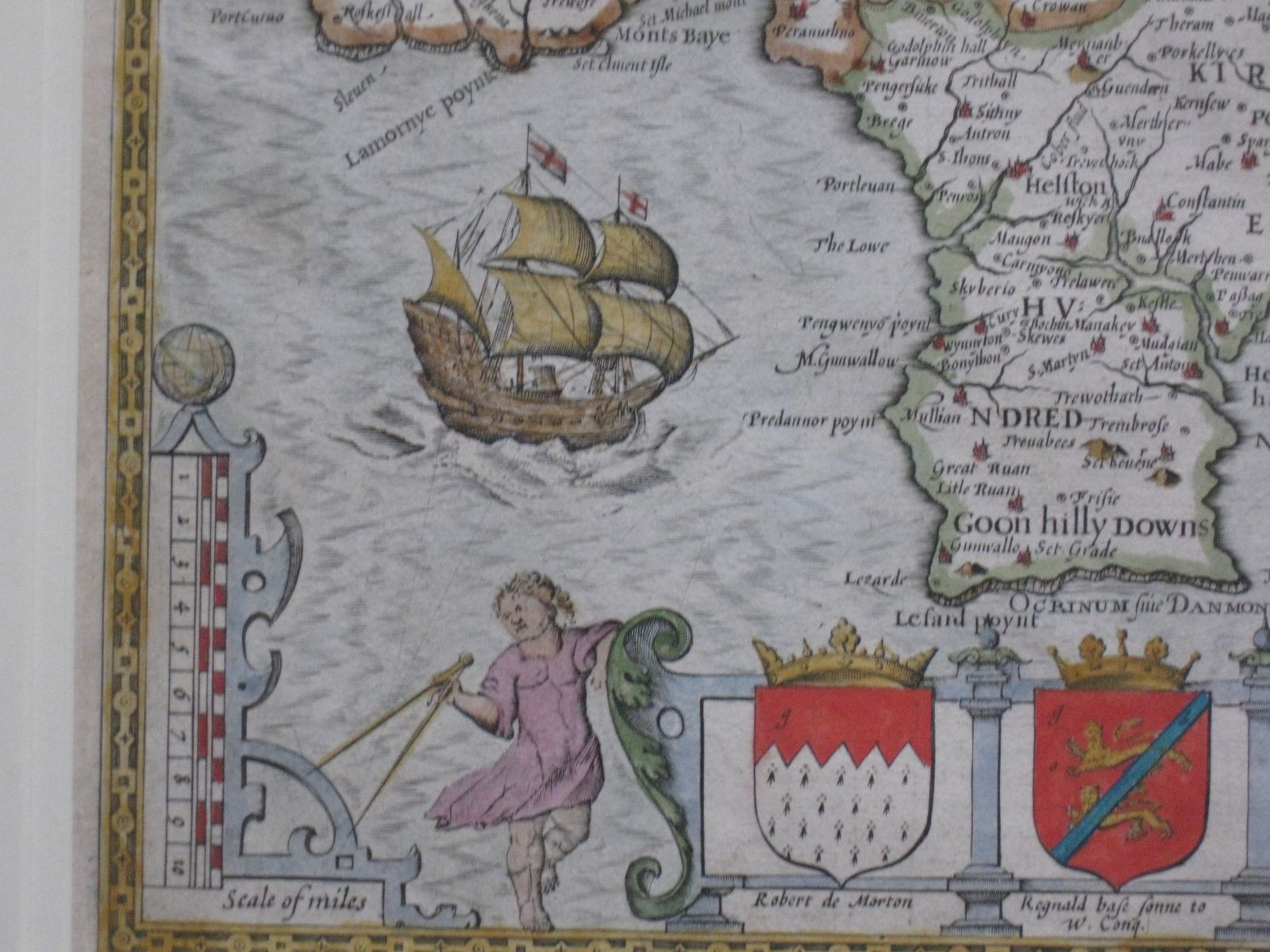 A Fine Example Of John Speed's Decorative Map Of Cornwall, From Speed's ‘Theatre Of Great Britain.’ Bassett And Chiswell 1676 Edition. photo buy