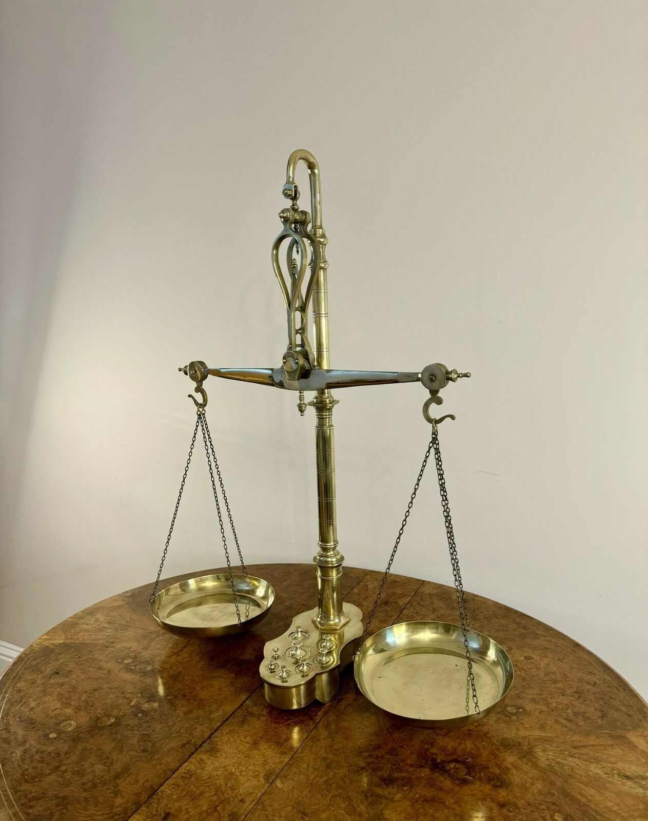 Large Pair Of Quality Victorian Brass Beam Scales And Weights photo buy