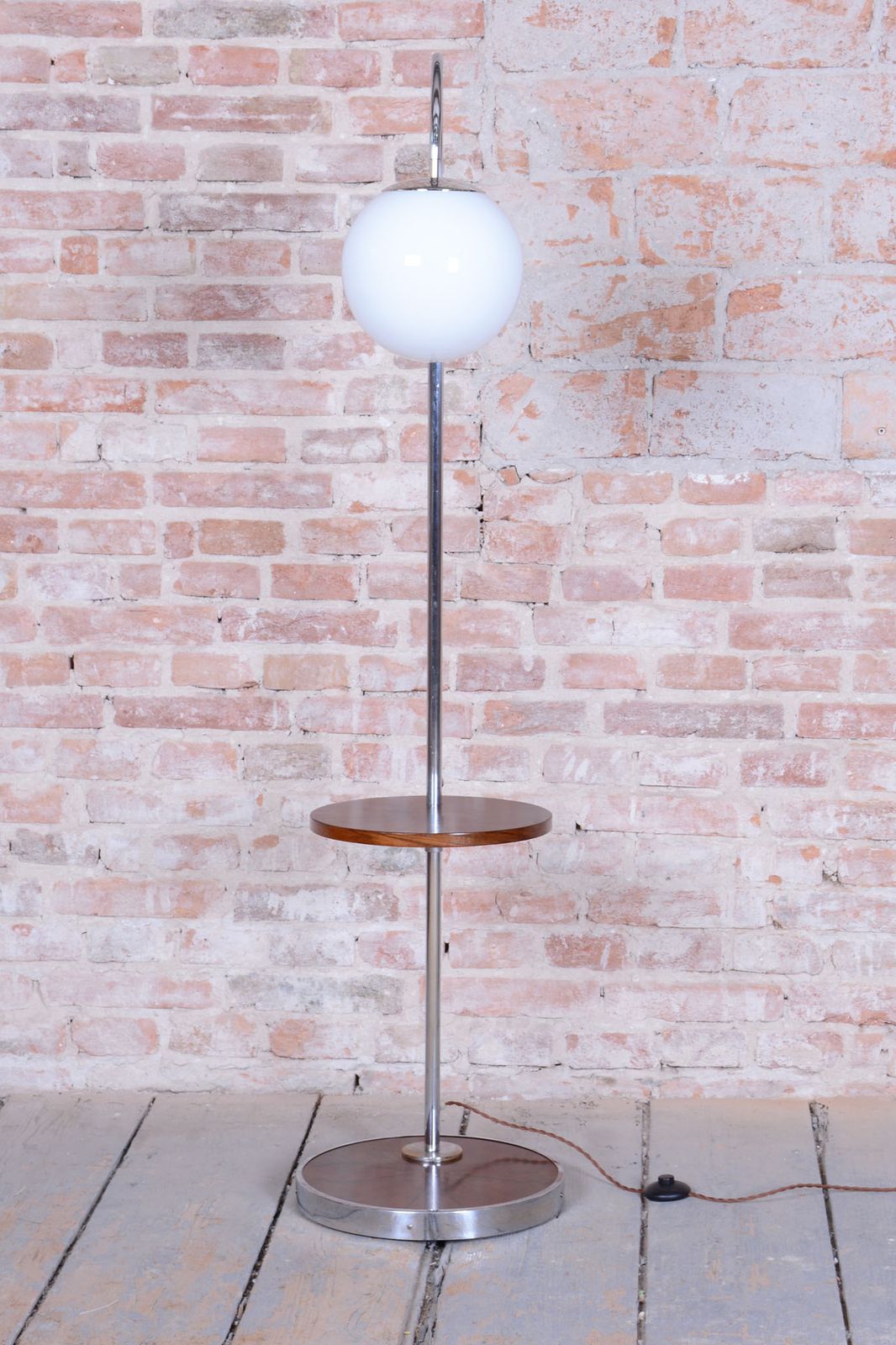 Restored Bauhaus Floor Lamp, By Hana Kučerová Záveská, Walnut, Czech, 1930s photo vintage