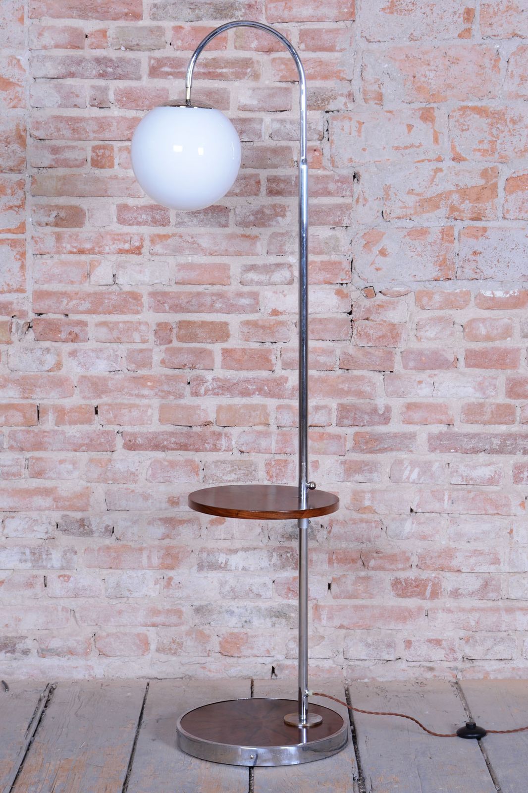photo for sale Restored Bauhaus Floor Lamp, By Hana Kučerová Záveská, Walnut, Czech, 1930s