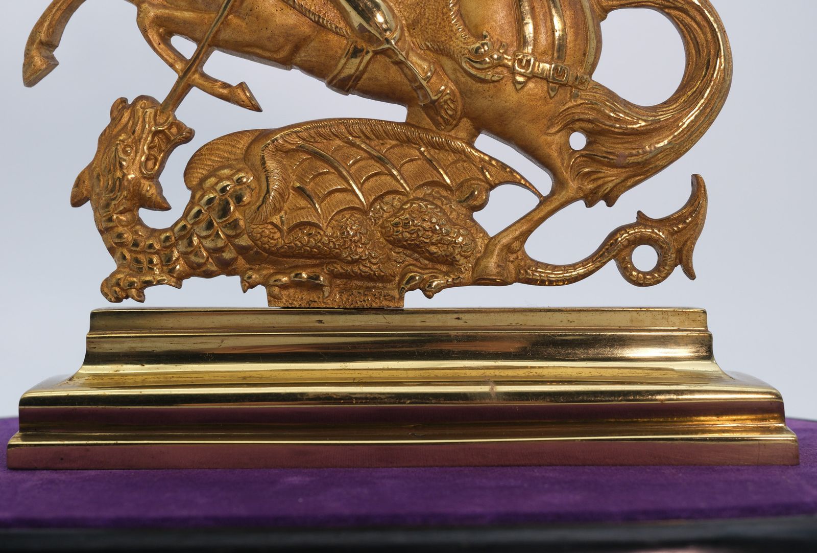 19th Century Bronze & Ormolu Saint George & The Dragon In Domed Glass Display Cloche Circa 1860 photo for sale