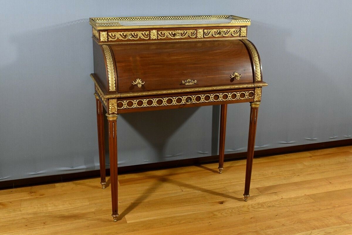 Louis XVI Style Mahogany Cylinder Desk – Part 2 Of The 19th Century photo furniture
