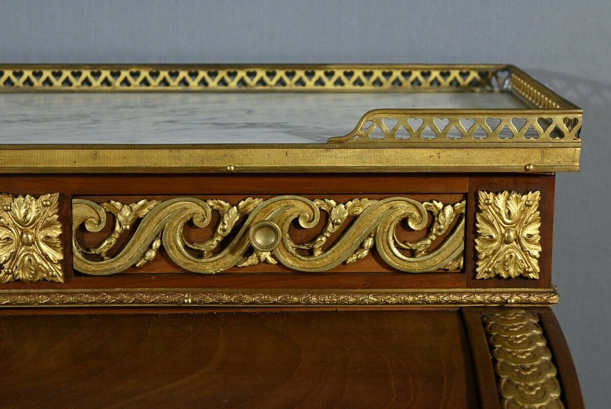 Furniture Louis XVI Style Mahogany Cylinder Desk – Part 2 Of The 19th Century photo