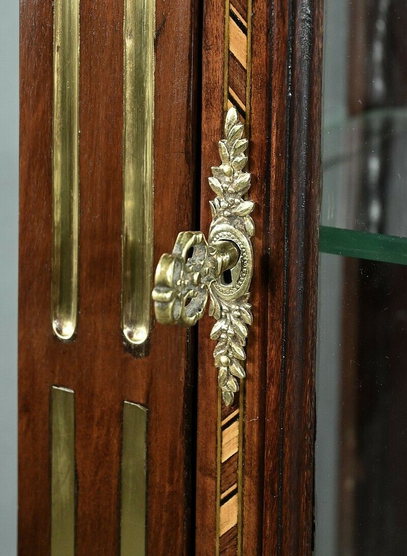 Rare Small Marquetry Display Cabinet, Louis XVI Style – Mid 19th Century photo vintage