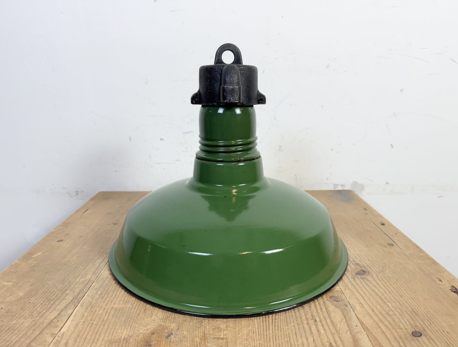 Industrial Green Enamel Factory Pendant Lamp, 1960s photo Lighting