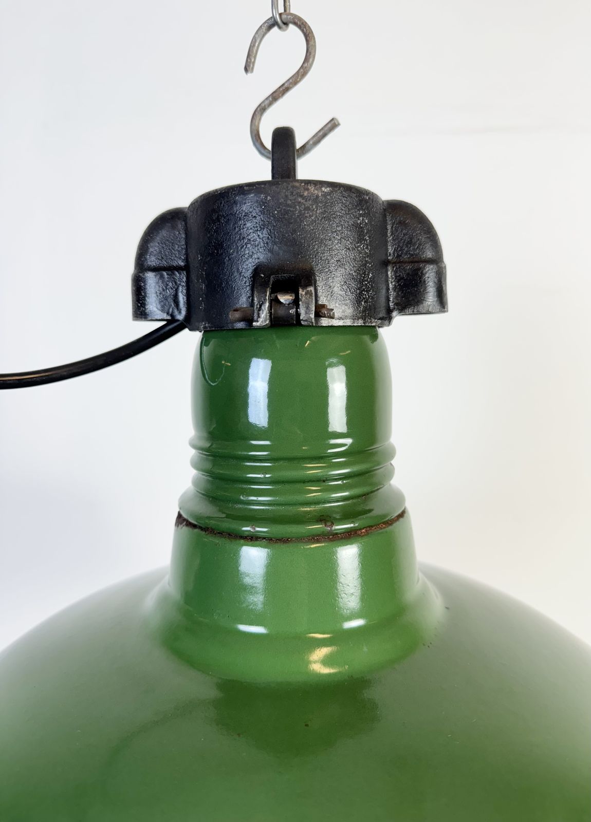 photo for sale Industrial Green Enamel Factory Pendant Lamp, 1960s