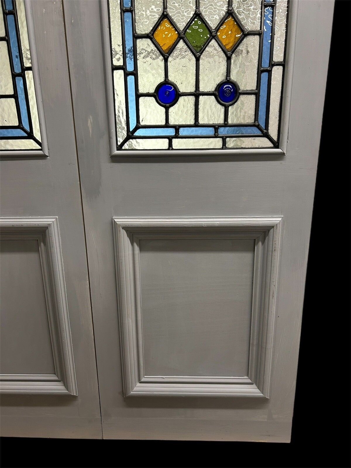 Victorian Stained Glass Doors Antique Period Reclaimed Old French Double Set Led photo vinterior