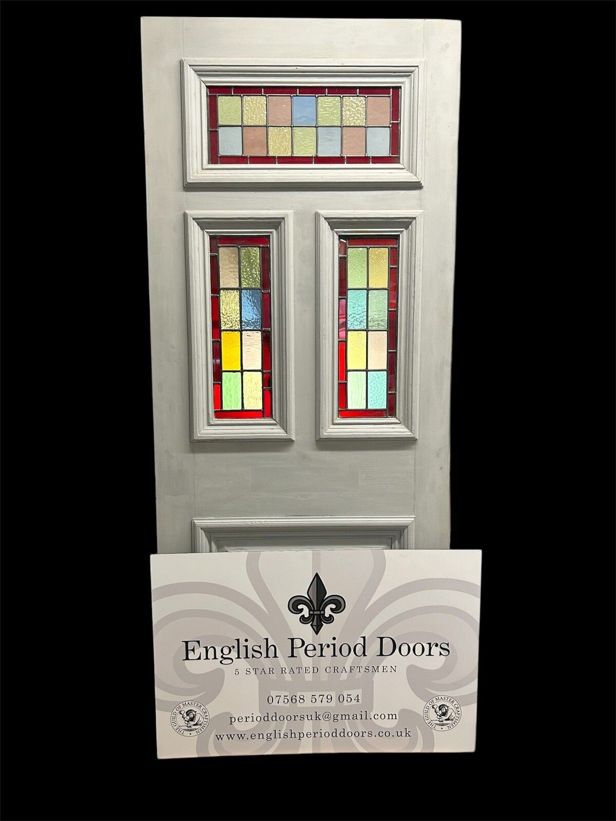 Victorian Stained Glass Front Door Old Antique Period Reclaimed Leaded Wood photo furniture