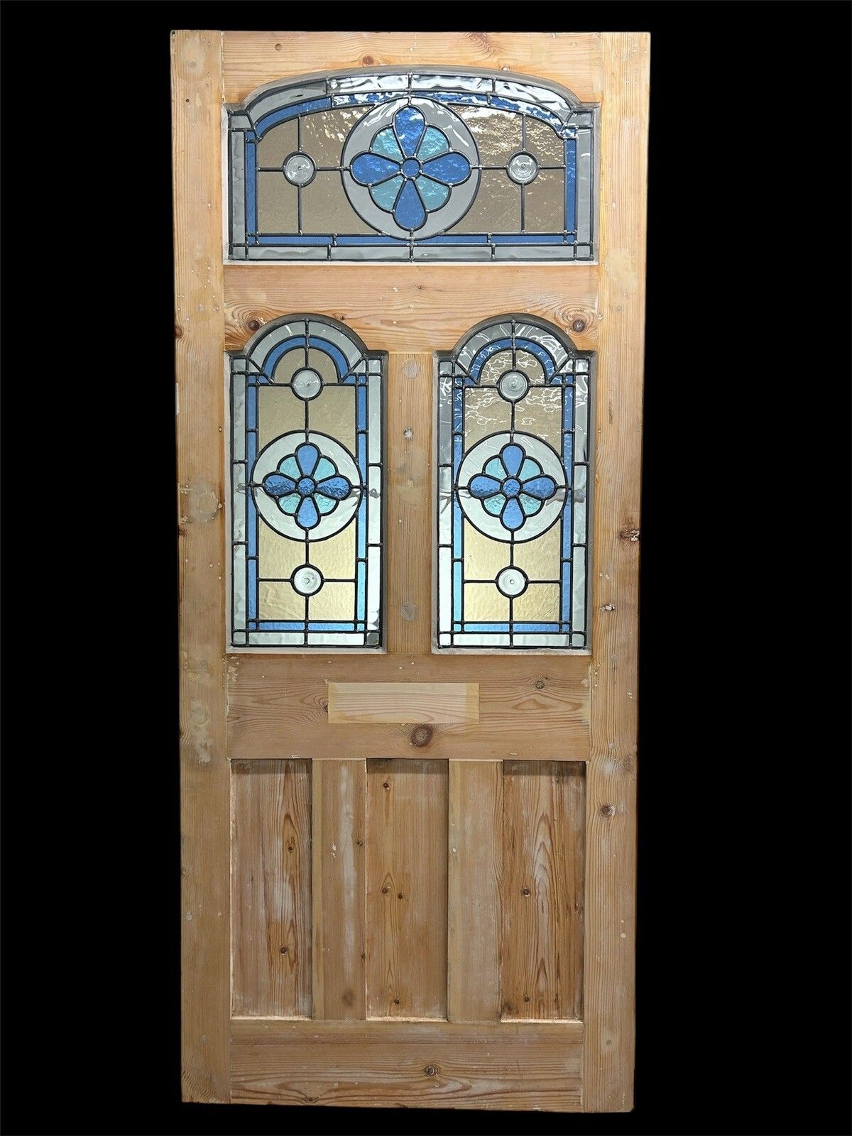 Edwardian Stained Glass Front Door Old Antique Period Reclaimed Leaded Wood Refu photo vinterior