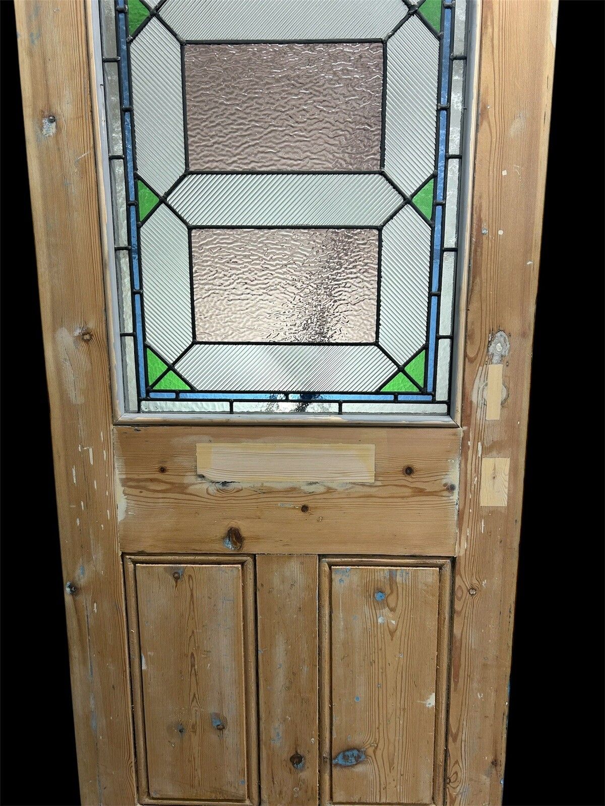 Home Fixtures Art Deco Stained Glass Front Door Period Old Reclaimed Antique Wood Leaded 20 30 photo