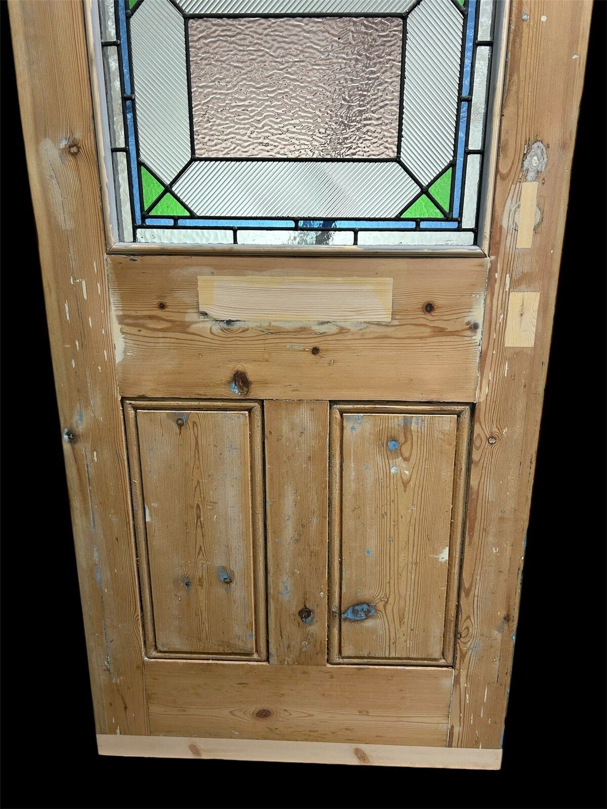 1947.0 Art Deco Stained Glass Front Door Period Old Reclaimed Antique Wood Leaded 20 30 photo