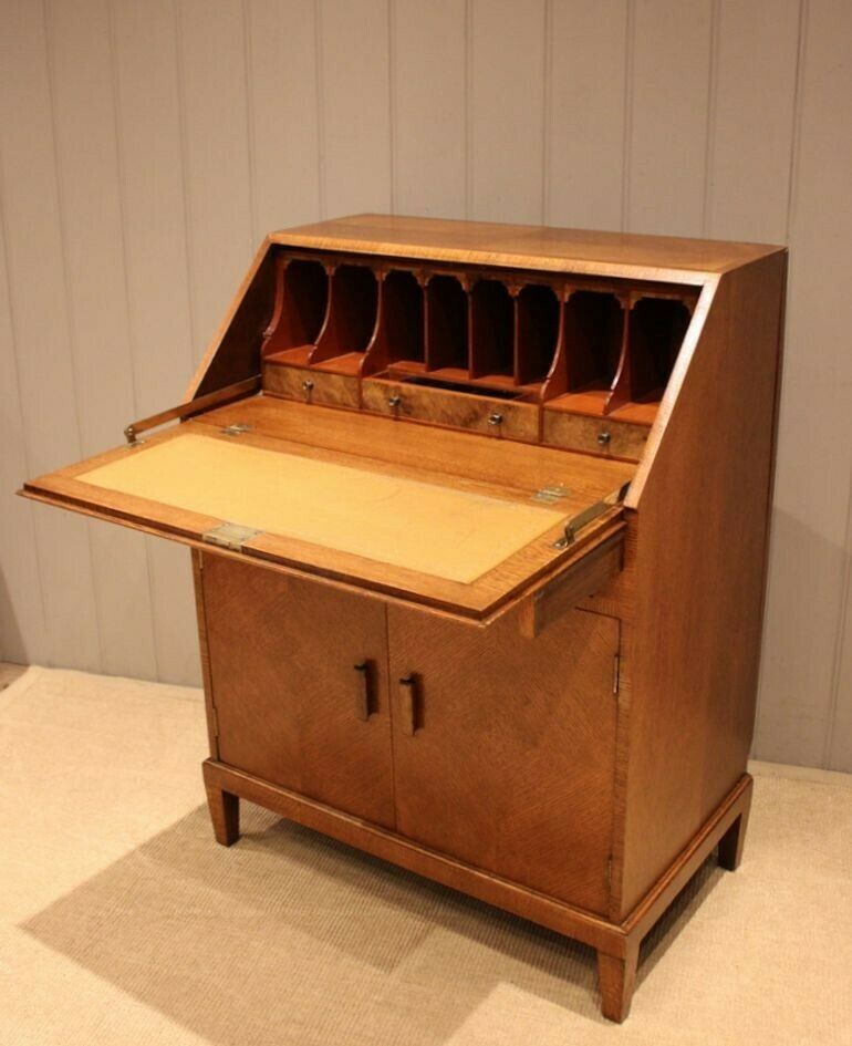 Furniture Light Oak Bureau, 1930s, Vintage photo