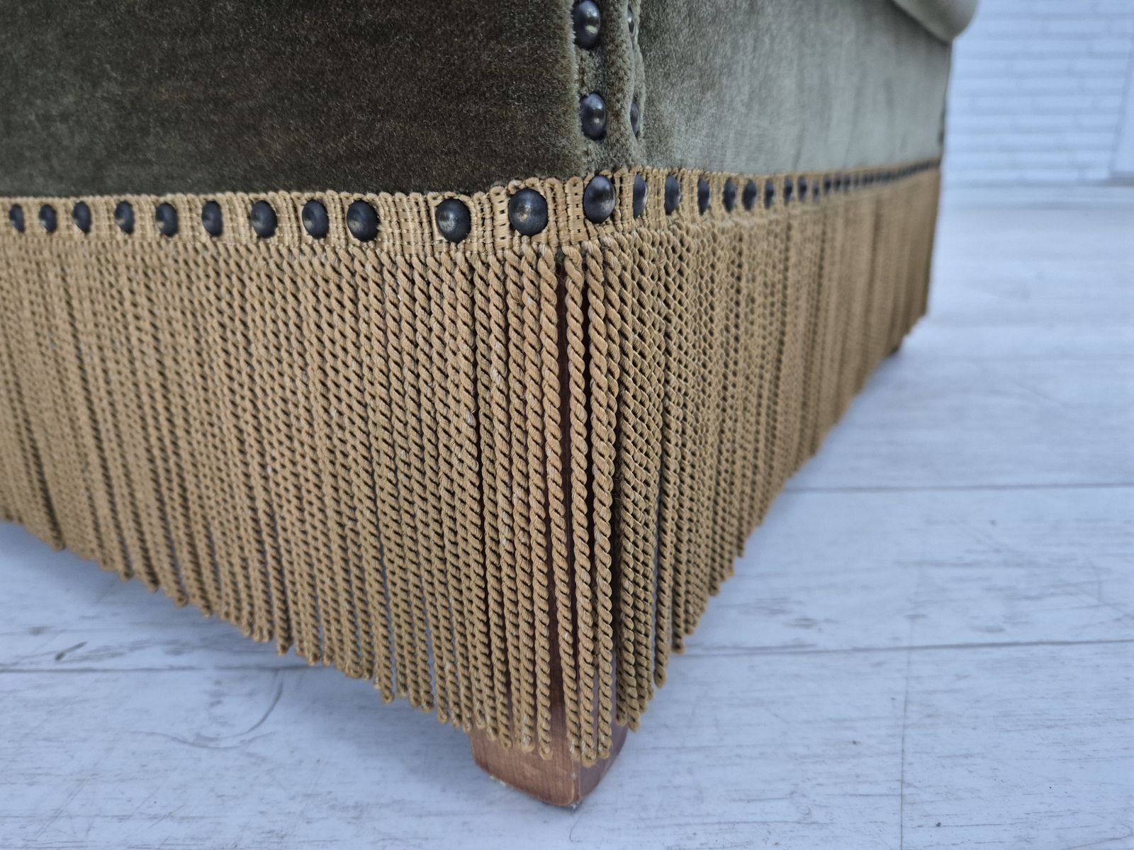 1970s, Danish Highback Armchair, Original Condition, Furniture Velour. photo for sale