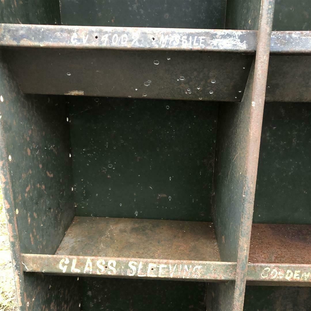 Vintage Steel 18 Section Pigeonhole Shelf Unit In Green Paint 1940s photo vintage