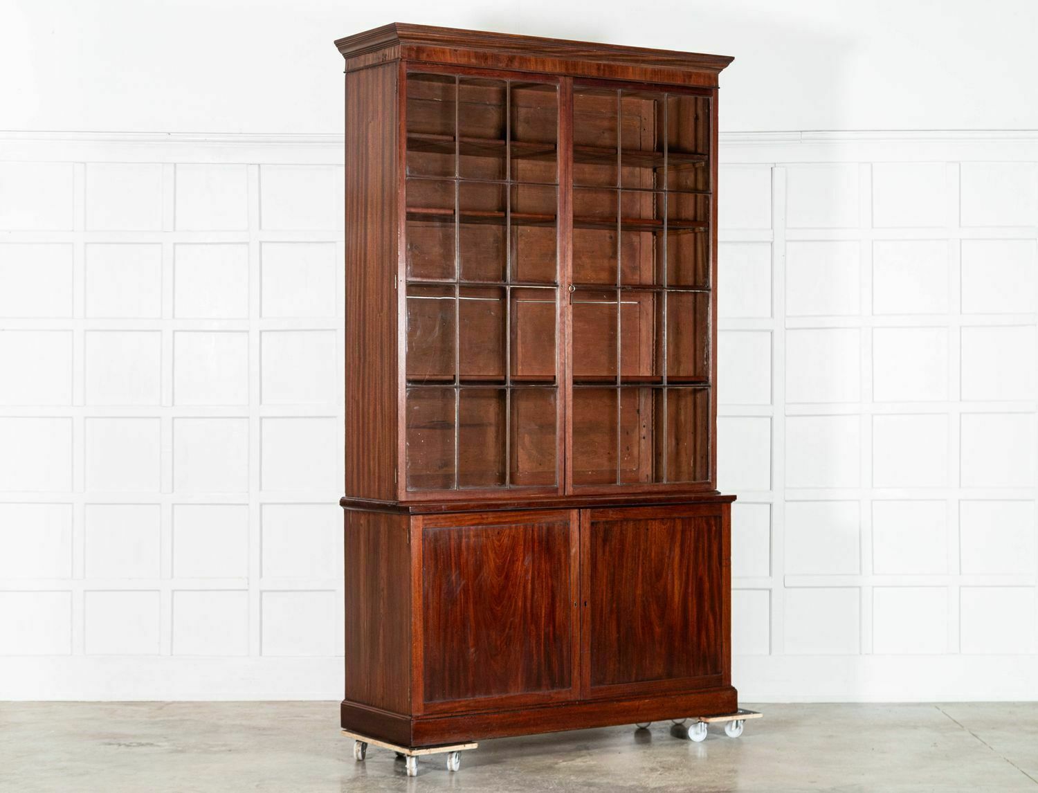 Monumental Irish Georgian Mahogany Glazed Bookcase photo for sale