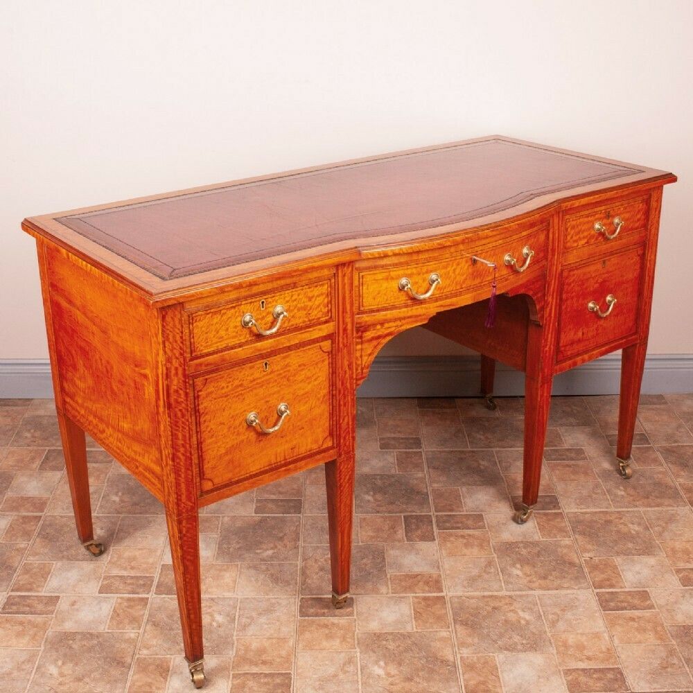 Good Quality Inlaid Satinwood Writing Desk photo vintage