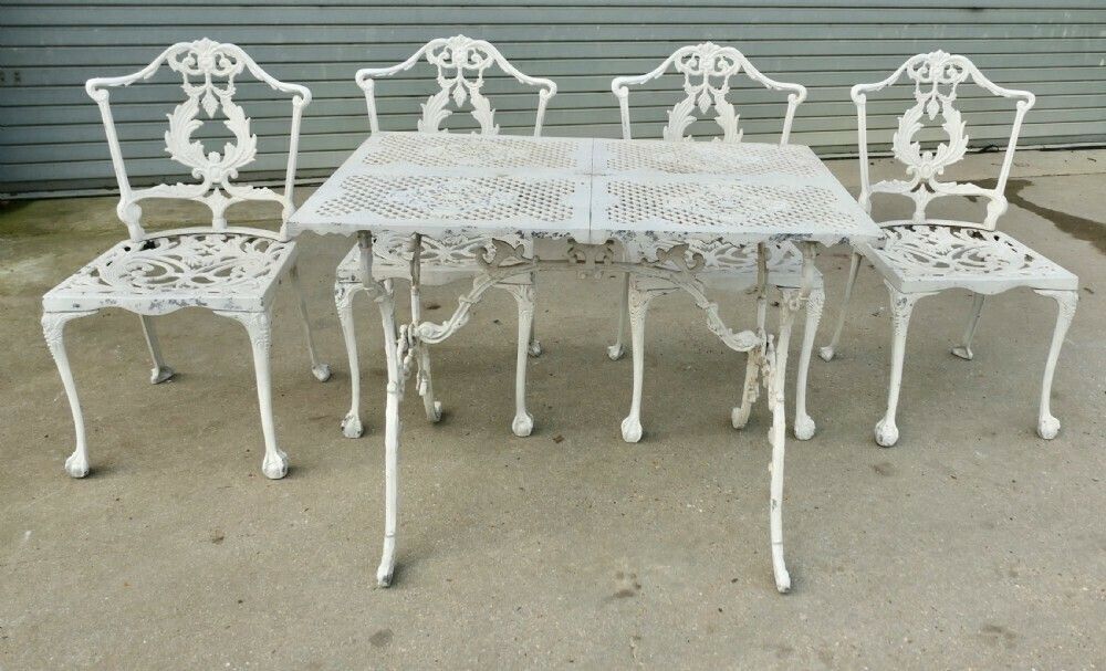 Weathered Metal Garden Set, Table And 4 Chairs photo Garden Furniture