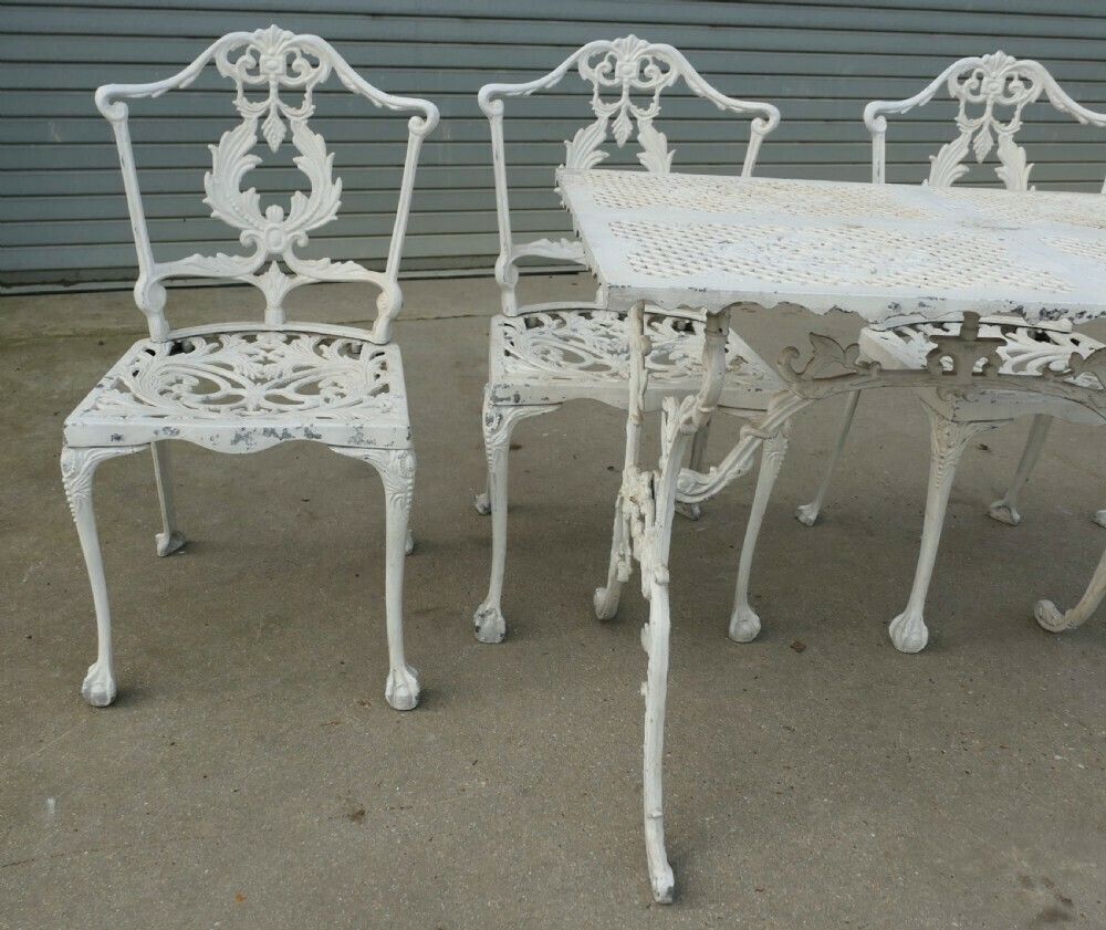Weathered Metal Garden Set, Table And 4 Chairs photo 1020.0