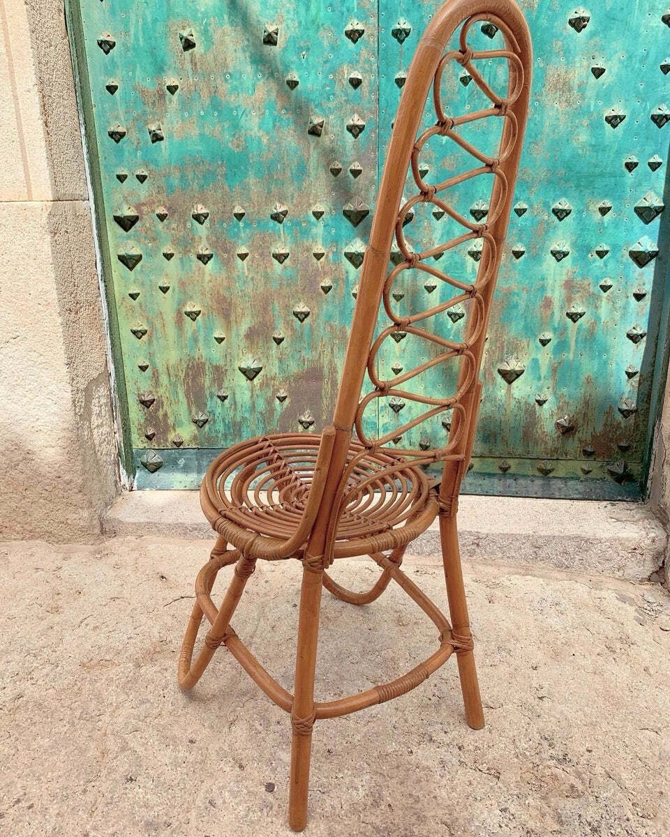 1960s Dutch Dirk Van Sliedrecht Rattan & Bamboo Dining Chairs.  Manufactured By Rohe Noordwolde photo 1250.0