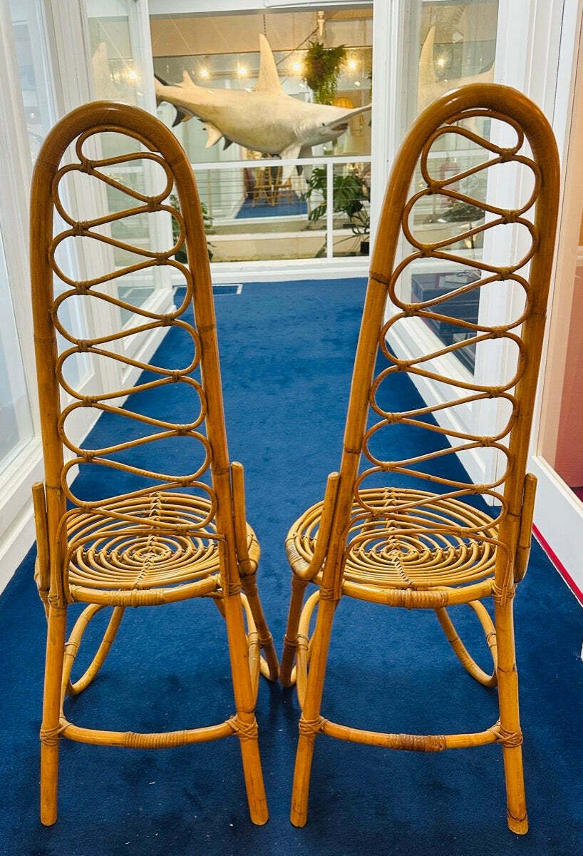 Furniture 1960s Dutch Dirk Van Sliedrecht Rattan & Bamboo Dining Chairs.  Manufactured By Rohe Noordwolde photo