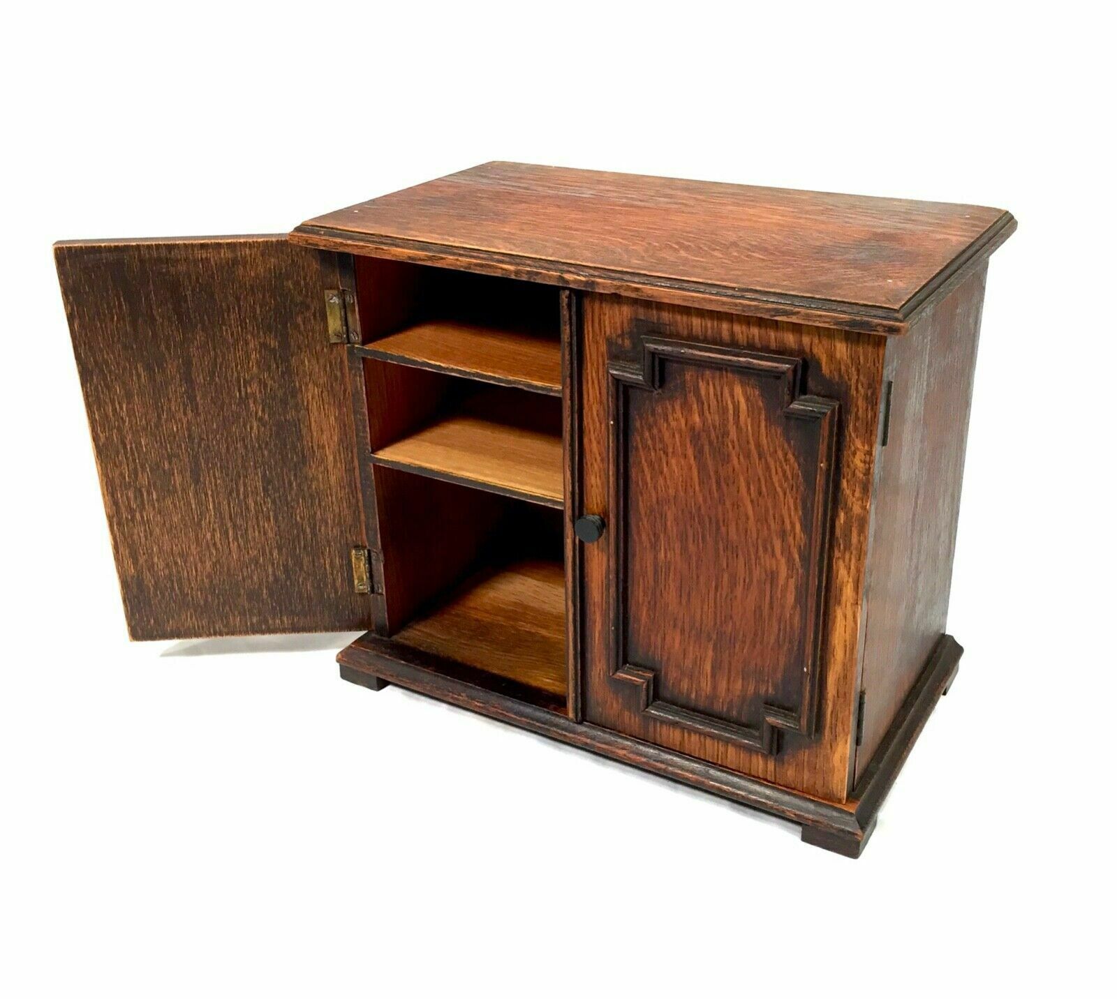 Antique Wooden Oak Desktop Letter Rack / Stationery Box / Storage Cabinet C.1920 photo vinterior