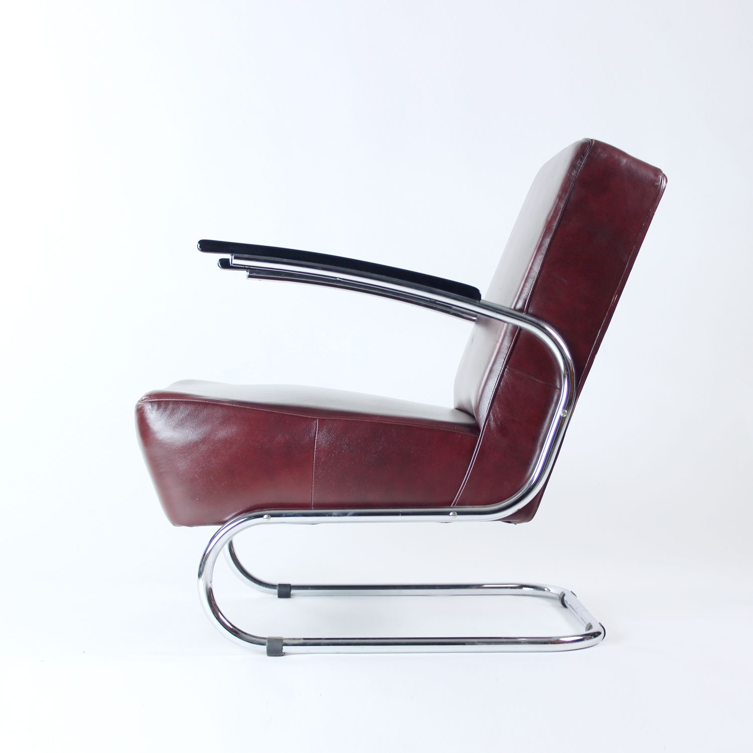 photo vinterior Bauhaus Armchair In Chrome & Leather, Czechoslovakia 1930s