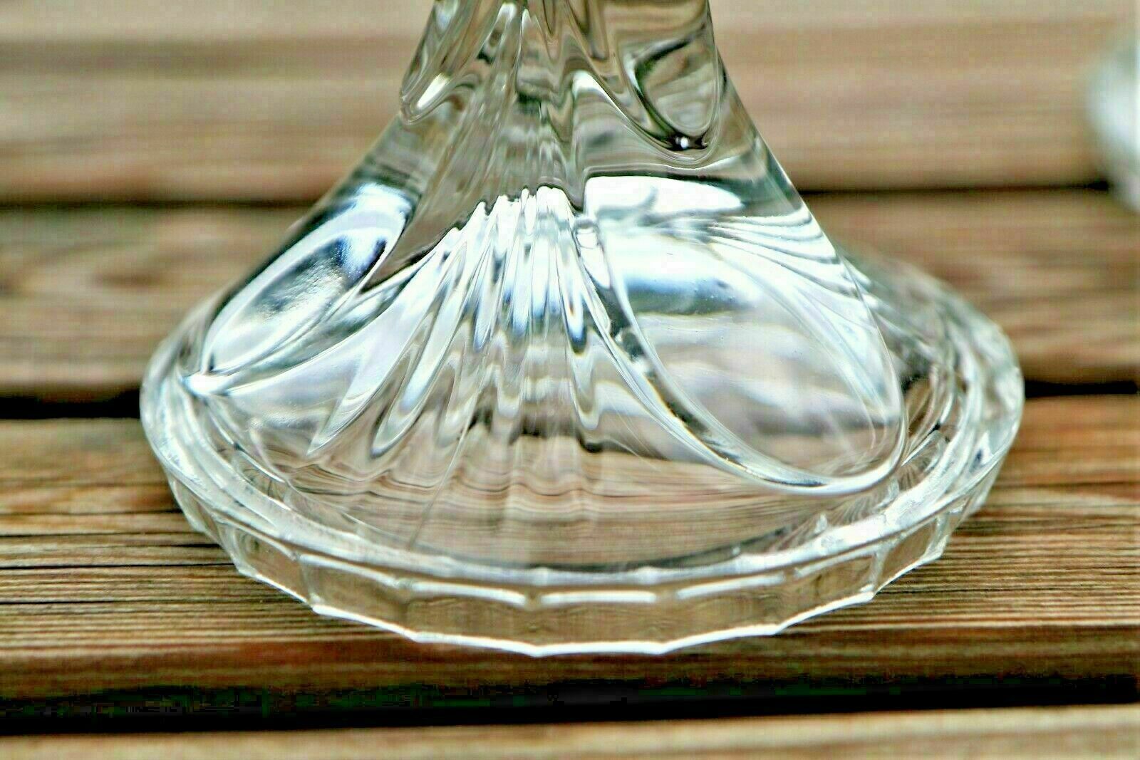 photo for sale Pair Of Vintage Italian Crystal Glass Candlesticks A Layered Deco Design