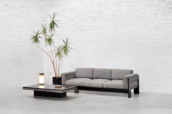 Bastiano Sofa In Gray Suede And Black Wood By Tobia Scarpa For Gavina, 1960s photo 3435.0