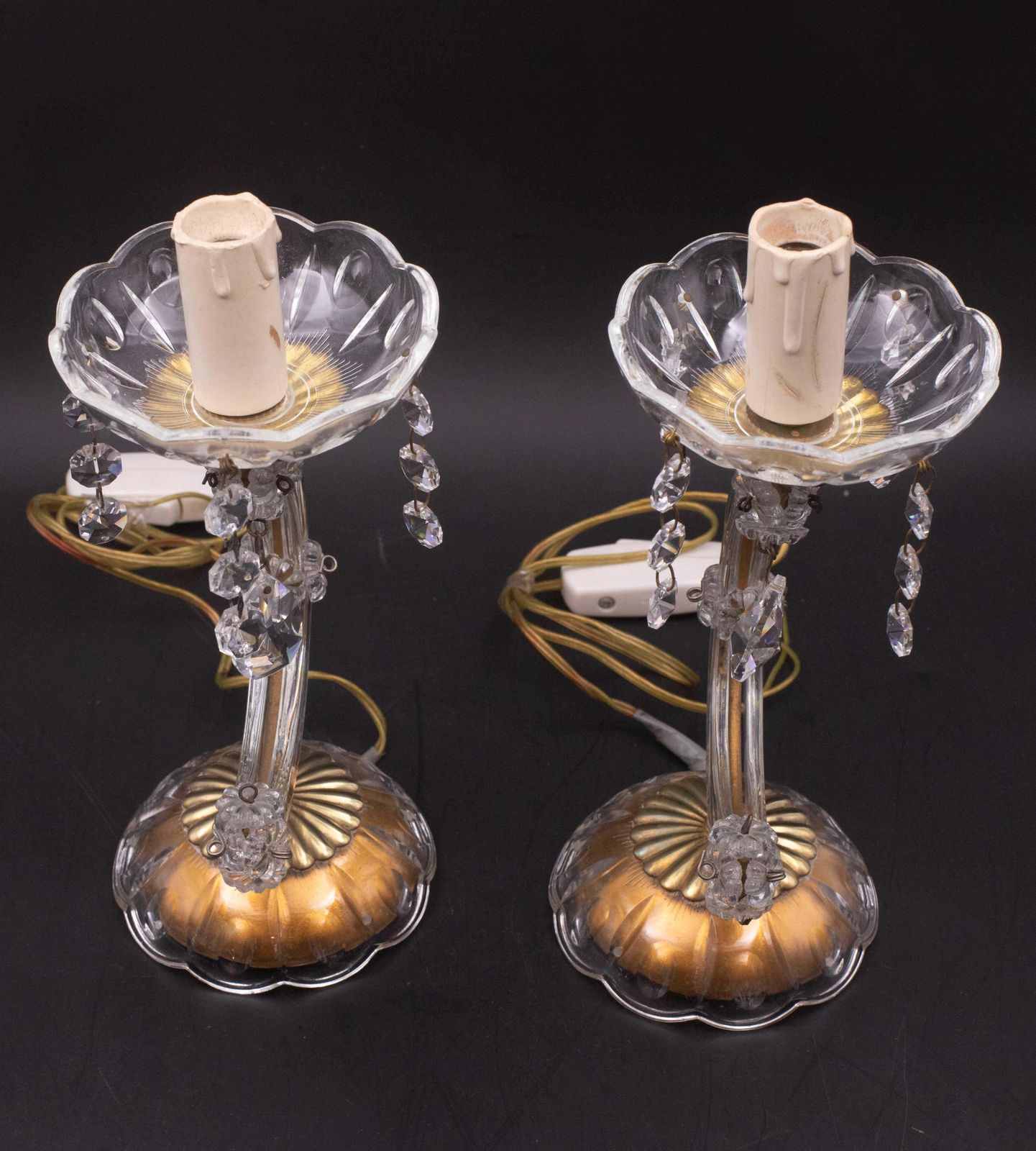 Set Of 2 Maria Theresa Style Crystal Glass Table Lamp photo furniture