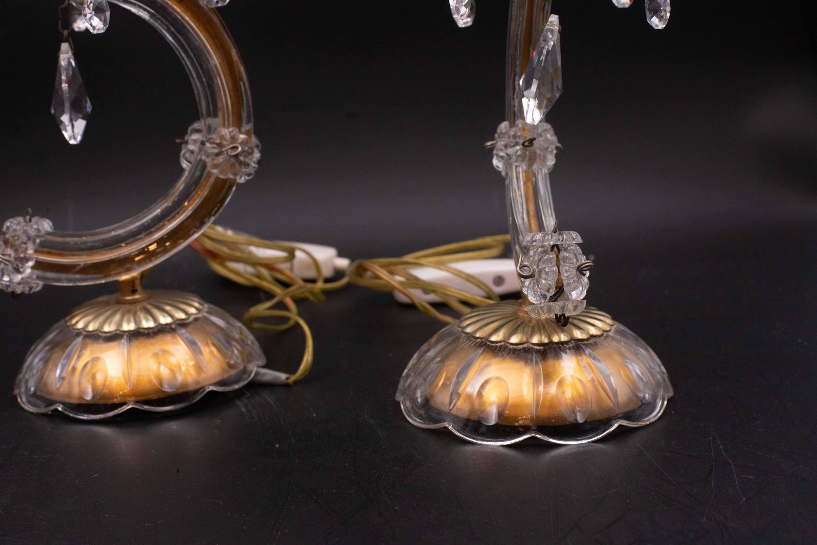 Set Of 2 Maria Theresa Style Crystal Glass Table Lamp photo vinterior