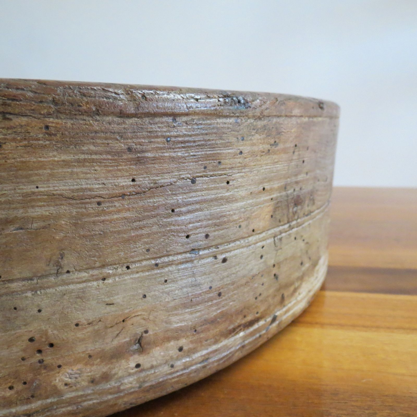 Antique 19th Century Large English Elm Wooden Straight Sided Dairy Wash Bowl photo buy