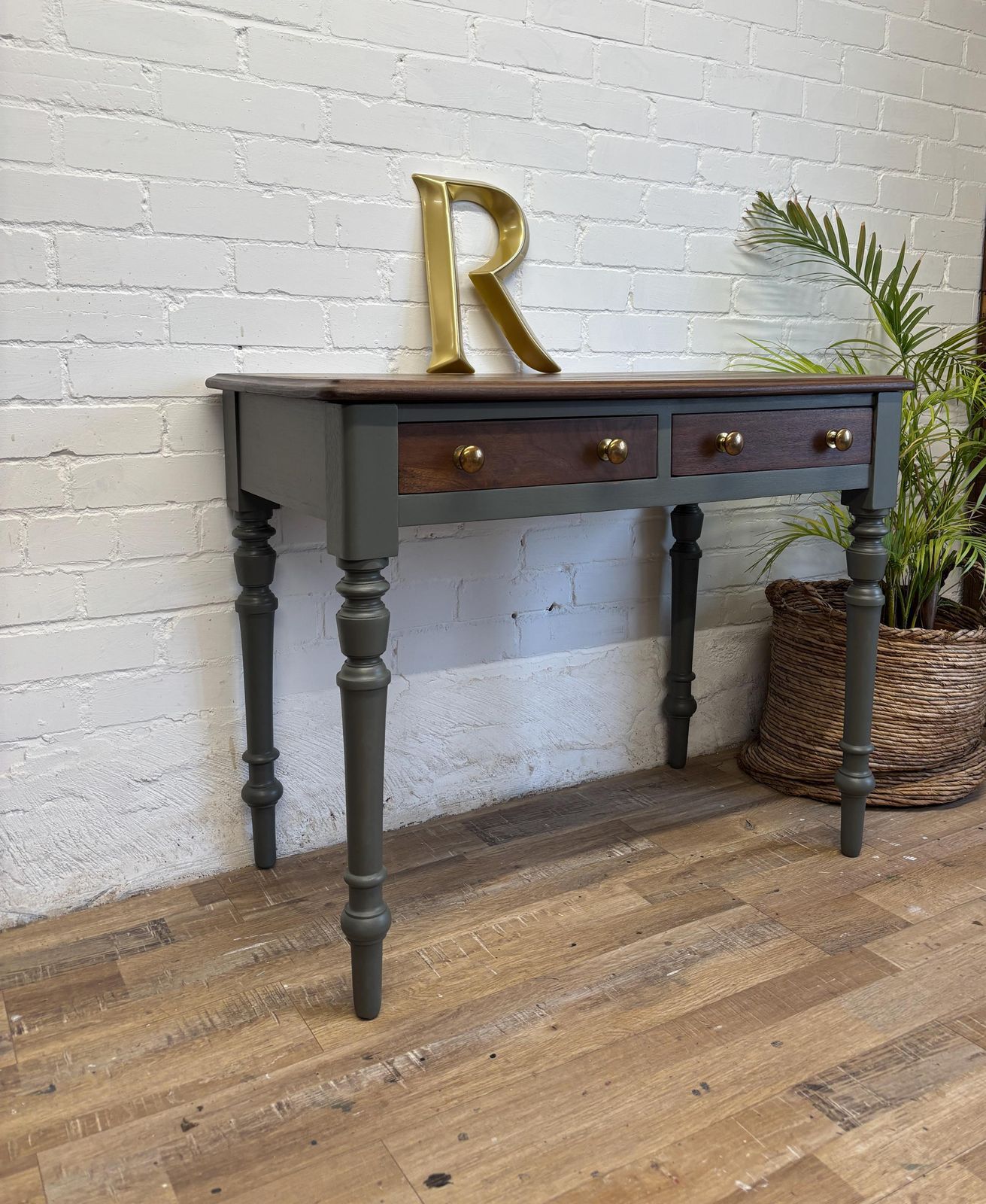 Vintage Console Table Painted Grey photo vintage