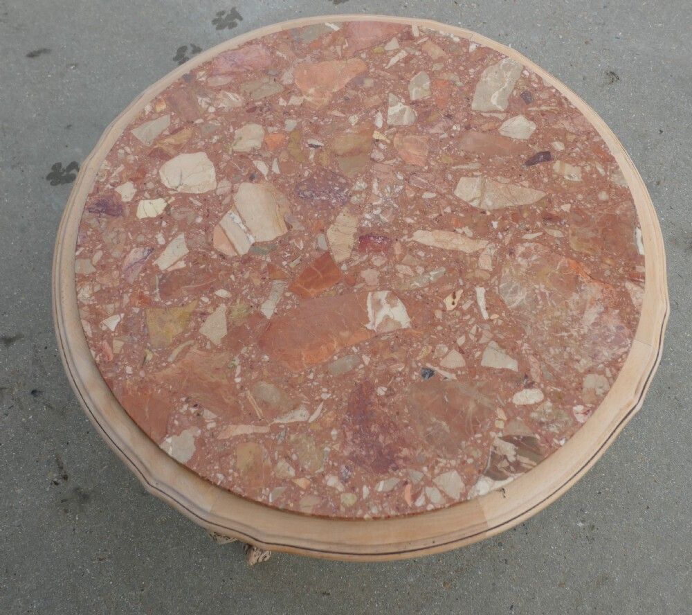 Circular French Carved Coffee Table With Marble Top photo 690.0