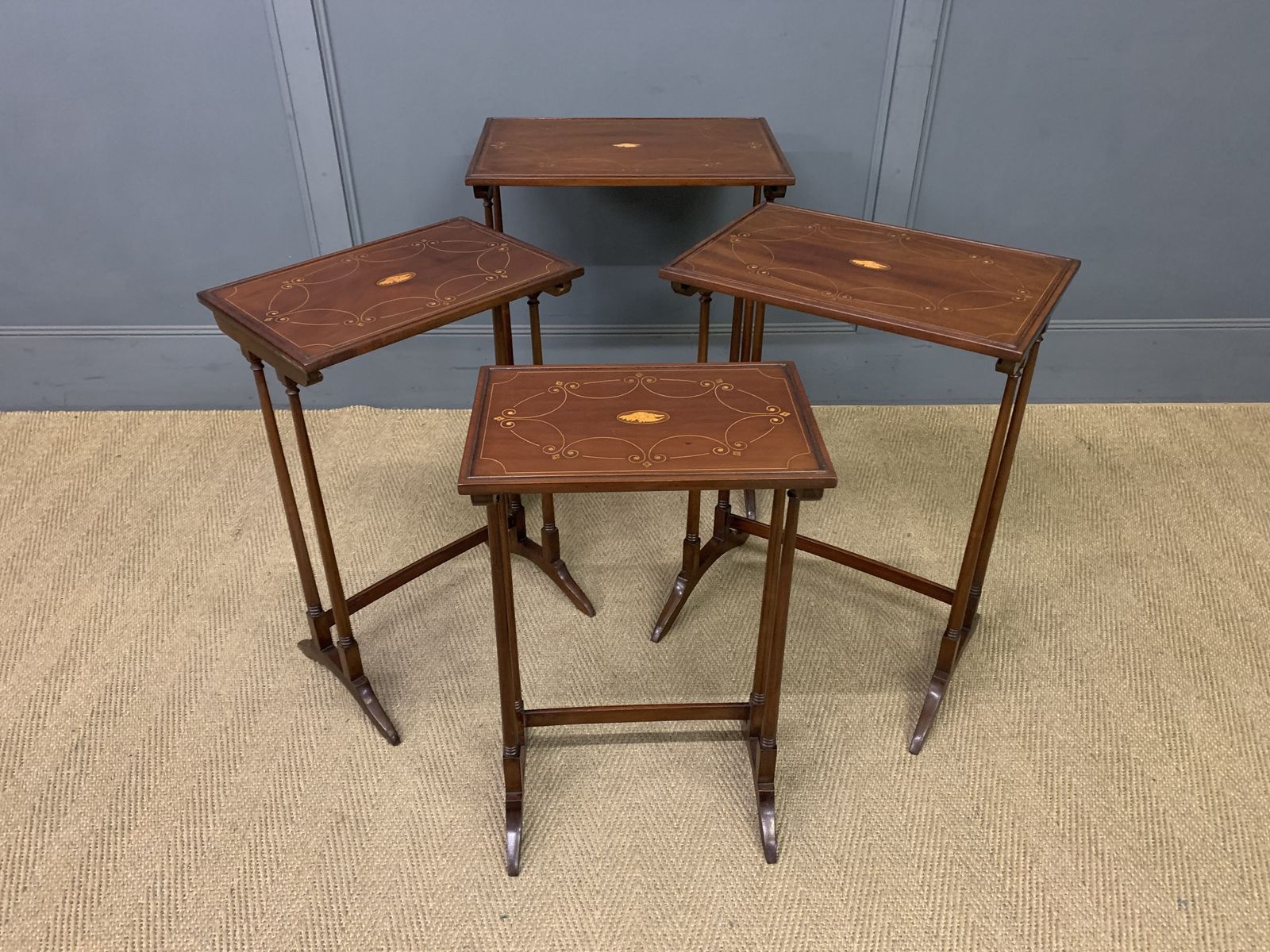 Nest Of 4 Inlaid Mahogany Tables photo for sale