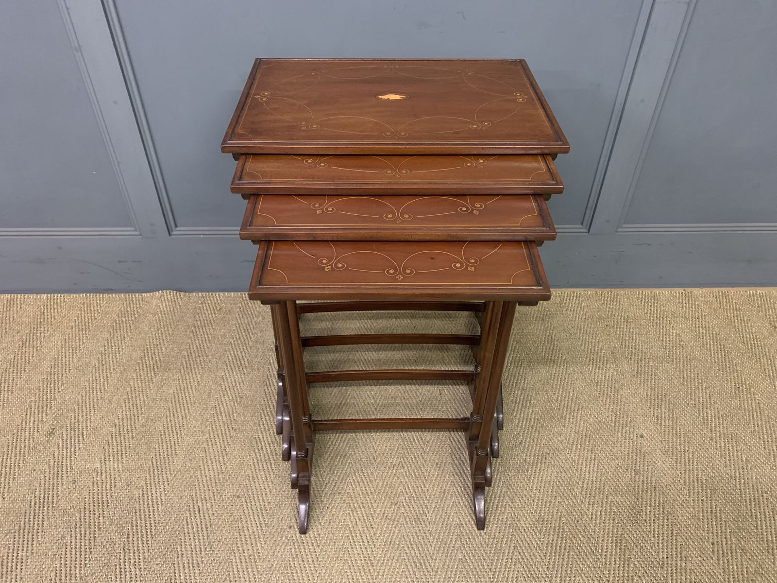 Nest Of 4 Inlaid Mahogany Tables photo Furniture