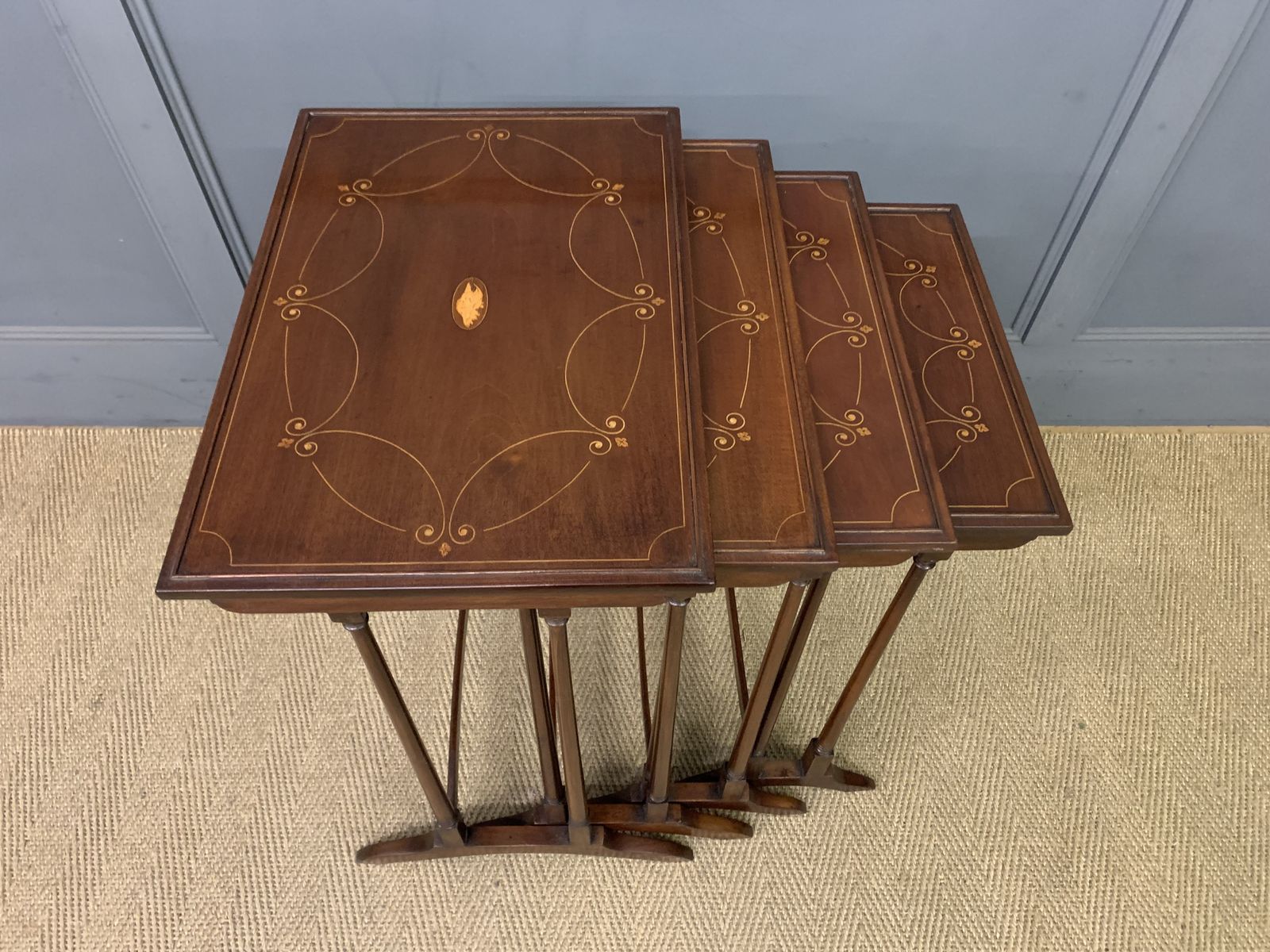 Nest Of 4 Inlaid Mahogany Tables photo buy