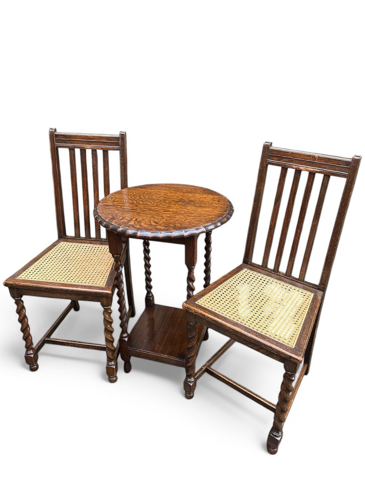 Antique Edwardian Chairs / Wood And Rattan / Set Of 2 photo furniture