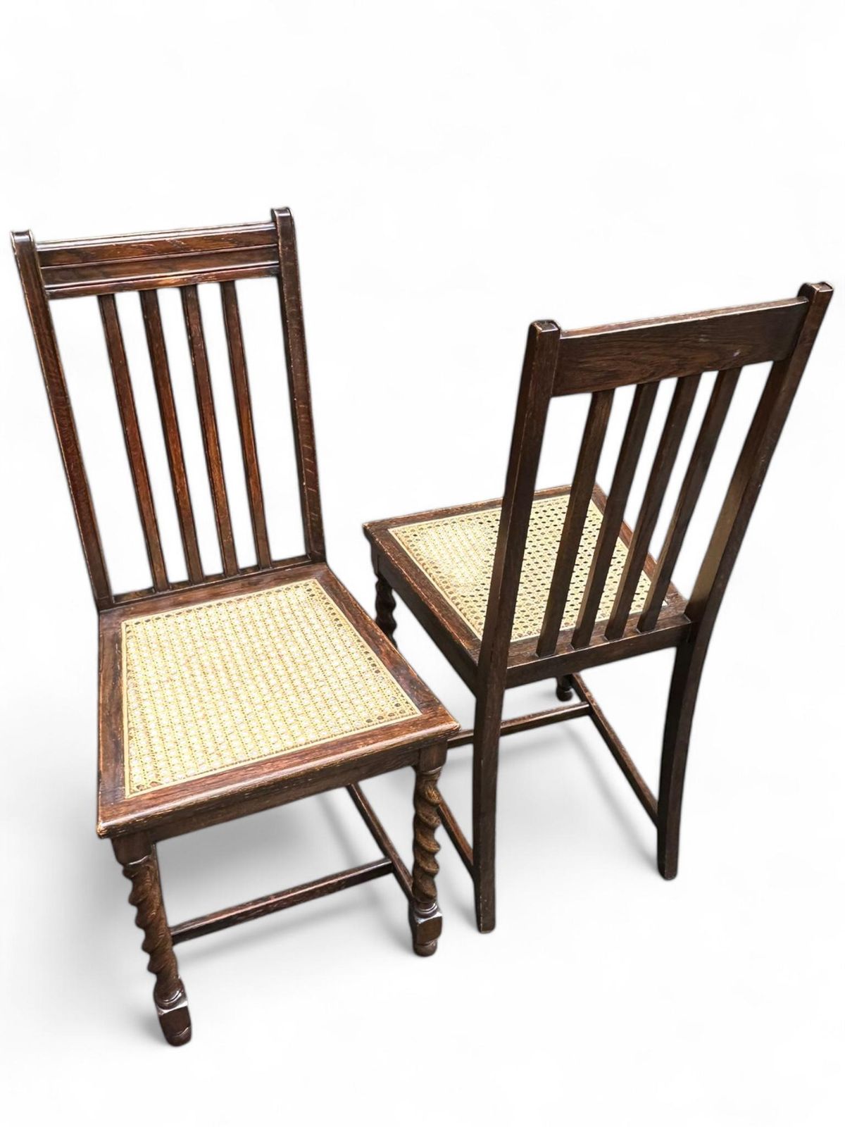 Antique Edwardian Chairs / Wood And Rattan / Set Of 2 photo 196.0