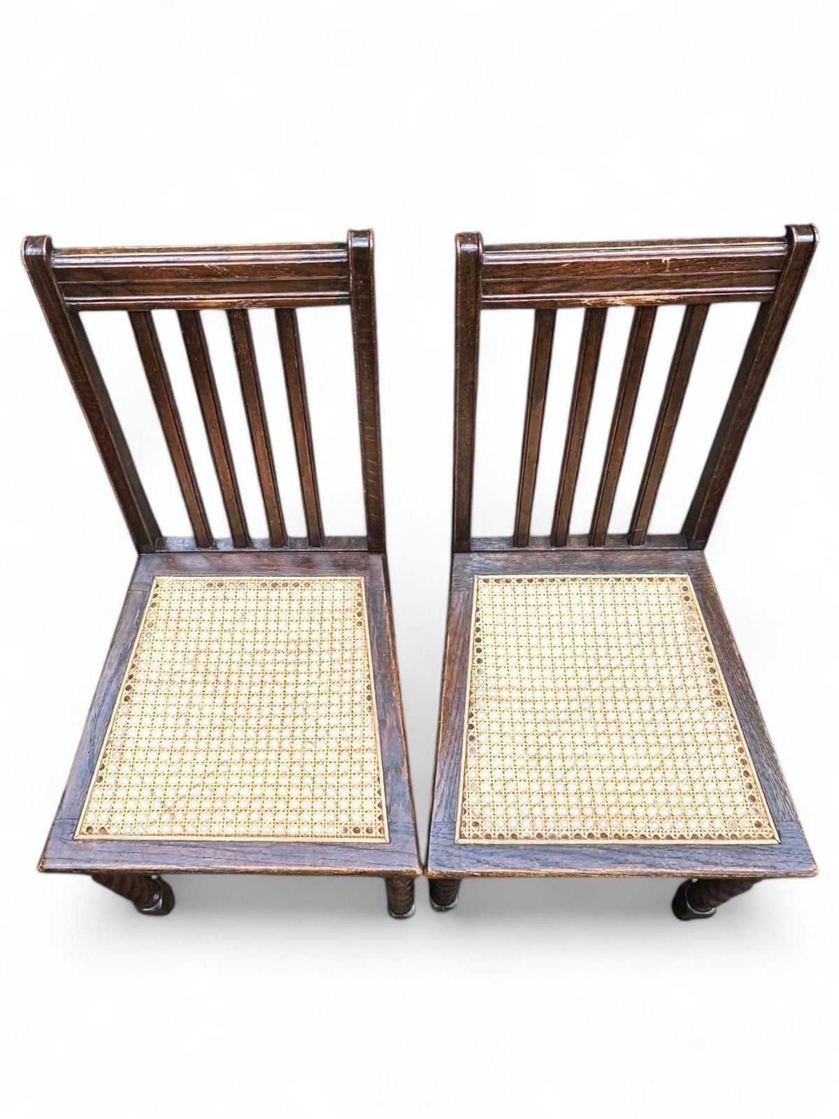 Antique Edwardian Chairs / Wood And Rattan / Set Of 2 photo vinterior