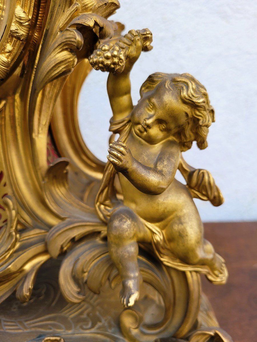 Rocaille Clock In Gilt Bronze, Napoleon III, 19th Century photo 3900.0