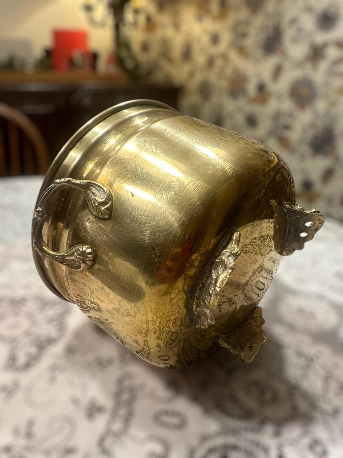 Antique Brass Pot / Brass Planter / 18th 19th Century photo furniture