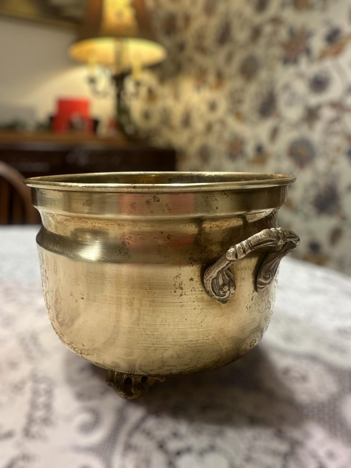 Antique Brass Pot / Brass Planter / 18th 19th Century photo Home Decor