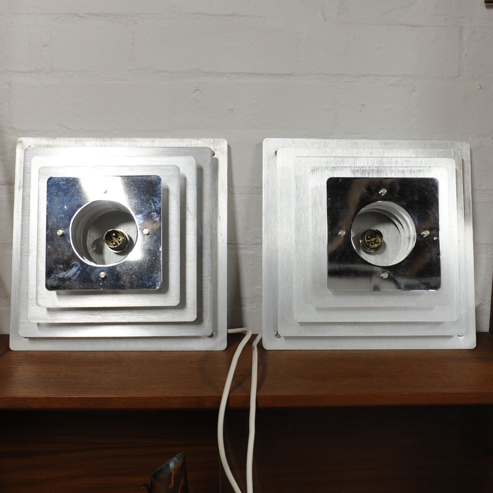 Pair Of Space Age Pyramid Wall Sconce Attributed To Hüstadt Leuchten, 1970s, Set Of 2 photo Lighting