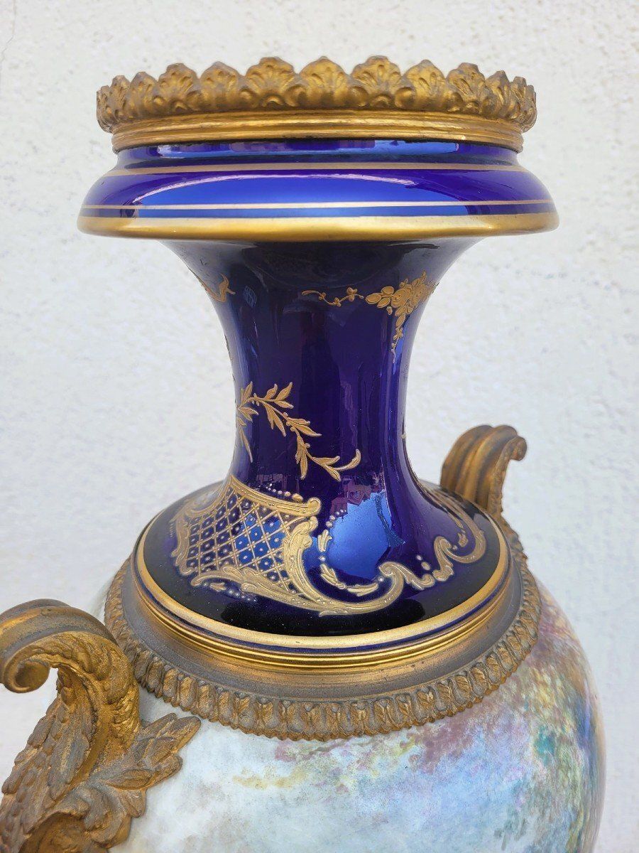 In The Taste Of Sèvres, Large Porcelain And Bronze Vase, 19th Century photo buy
