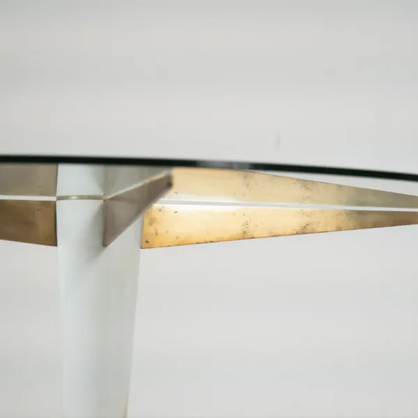 Mid Century Modern Dining Table, Carrara Marble, Bronze And Glass, Italy, 1950s photo for sale