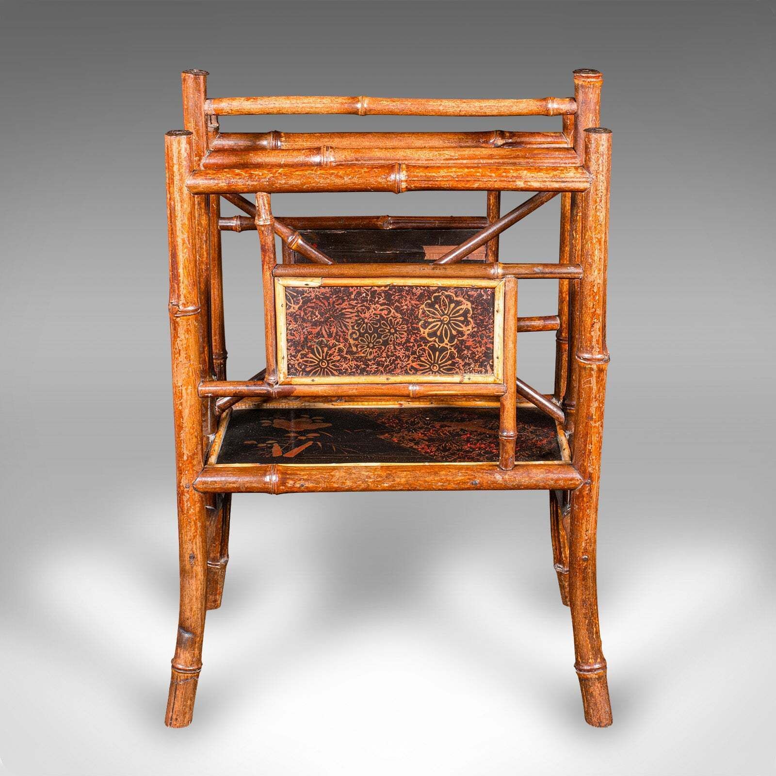Antique Canterbury, Chinese, Bamboo Magazine Stand, Rack, Chinoiserie, Victorian photo furniture