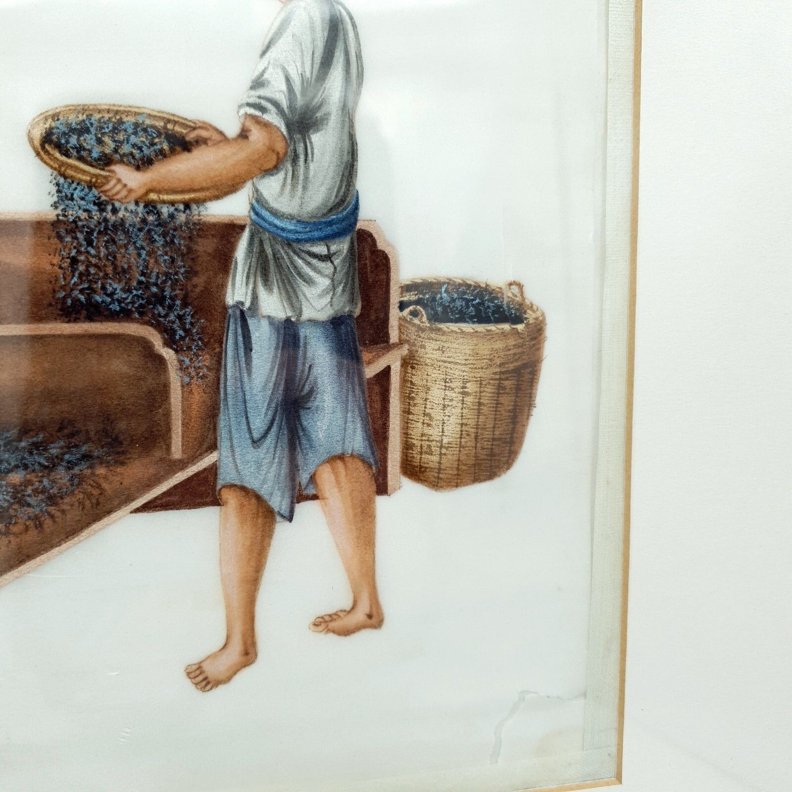 Antique Chinese Pith Paper Painting, 19th Century Qing Dynasty Daily Life Scene photo 130.0
